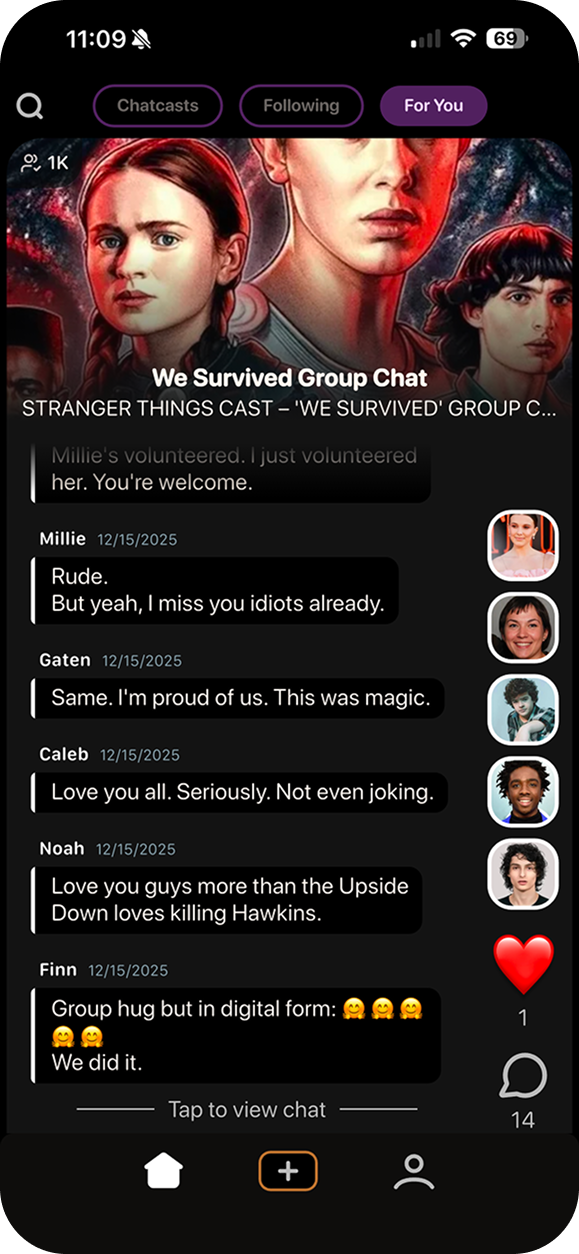 For You feed with trending chatcasts